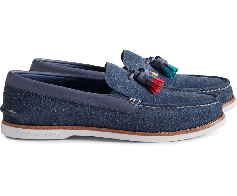 Sperry Cloud Authentic Original Suede Tassel Loafers - Men's Loafers - Navy [XD5692780] Sperry Top S